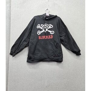 Everybody Skates Men Hoodie 2XL Black Bummed Skull Graphic Fleece Pullover